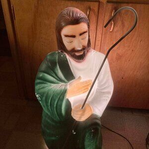 christmas morning nativity scene shepherd with staff lighted 36 inch blow molded